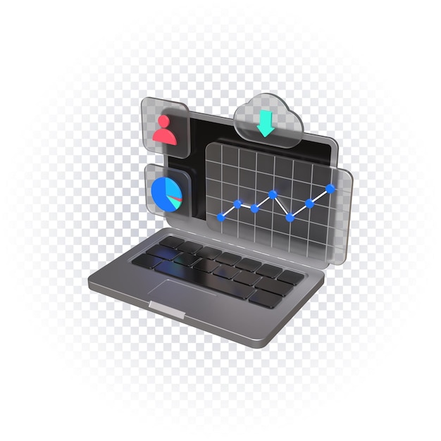 Data analysis illustration 3d render isolated