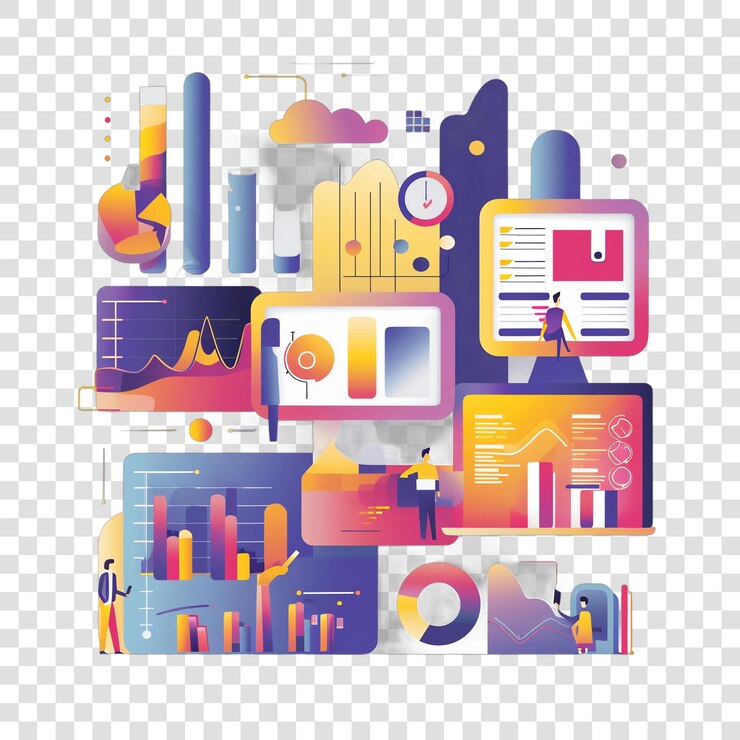 PSD data analysis realistic photo isolated on transparent background