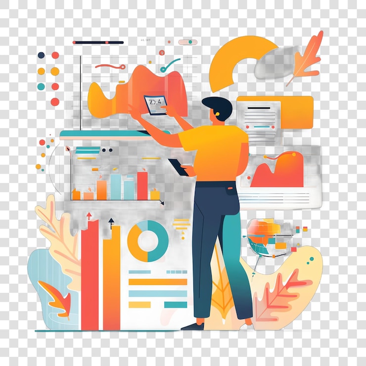 PSD data analysis realistic photo isolated on transparent background