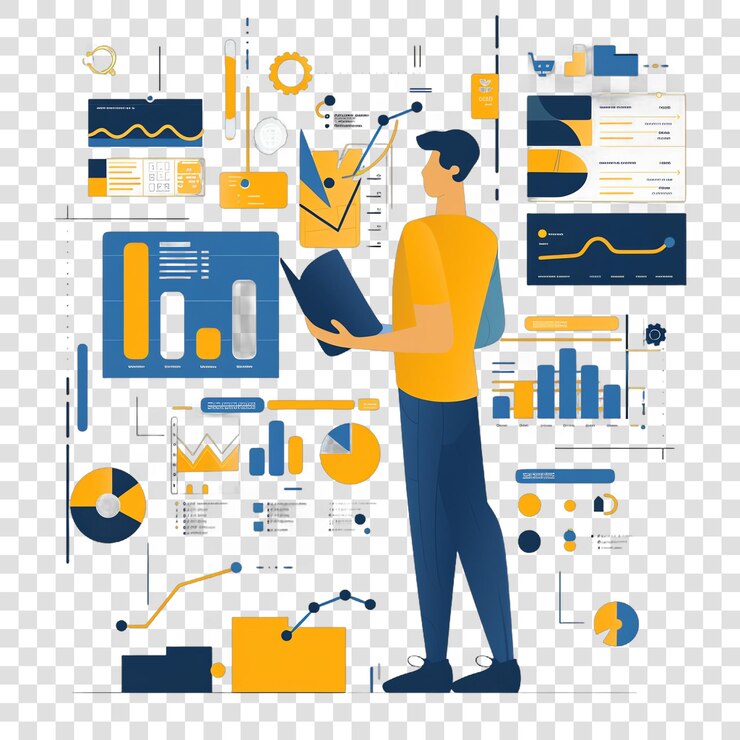PSD data analysis realistic photo isolated on transparent background