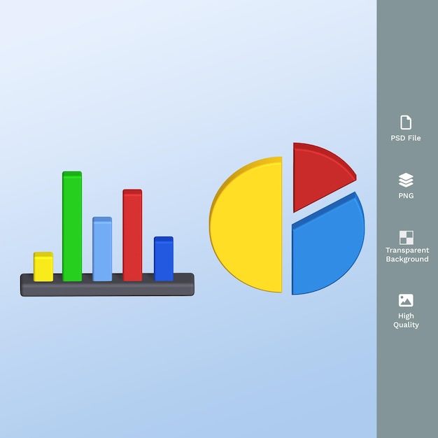 PSD data analystic 3d symbol