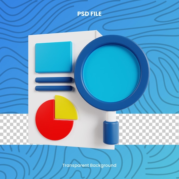 PSD data analytics 3d render icon illustration digital marketing