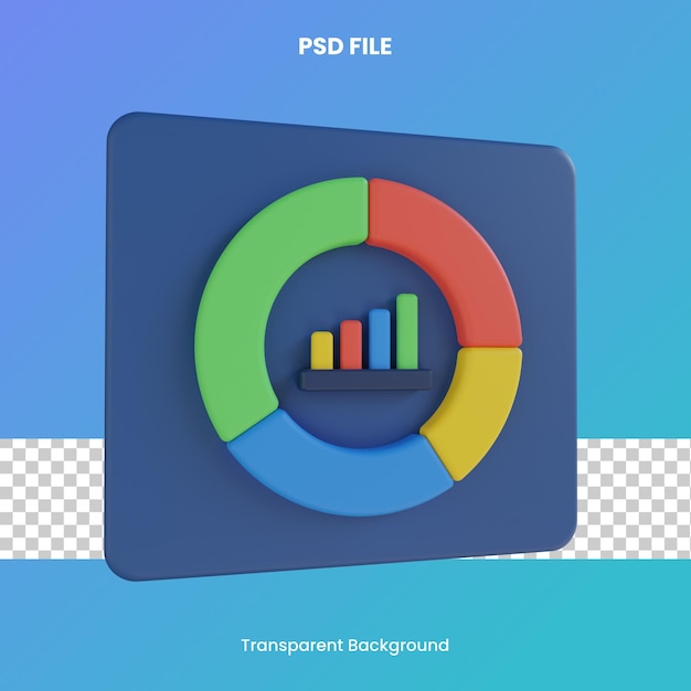 data analytics 3d rendering icon illustration psd file transparent background