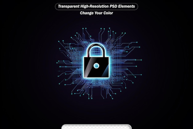 PSD データと情報の保護コンセプト デジタル明るいロックサイン