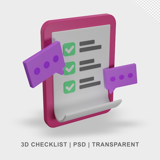 Data Checklist 3d Transparant zonder achtergrond