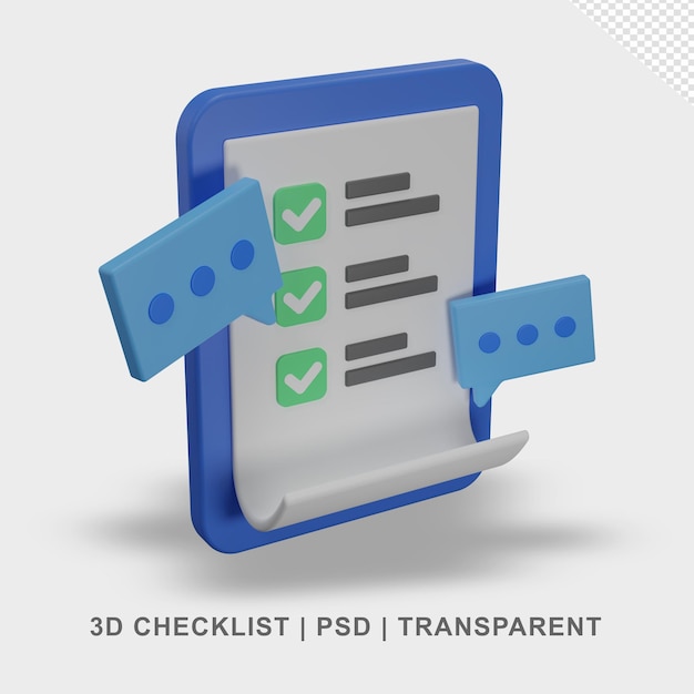 Data Checklist Analysis 3d Transparant zonder achtergrond