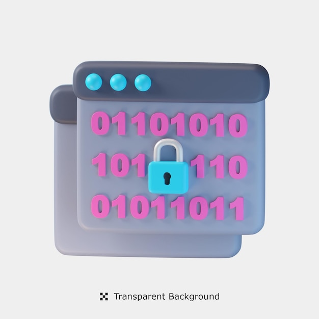 PSD data encryption 3d icon illustration