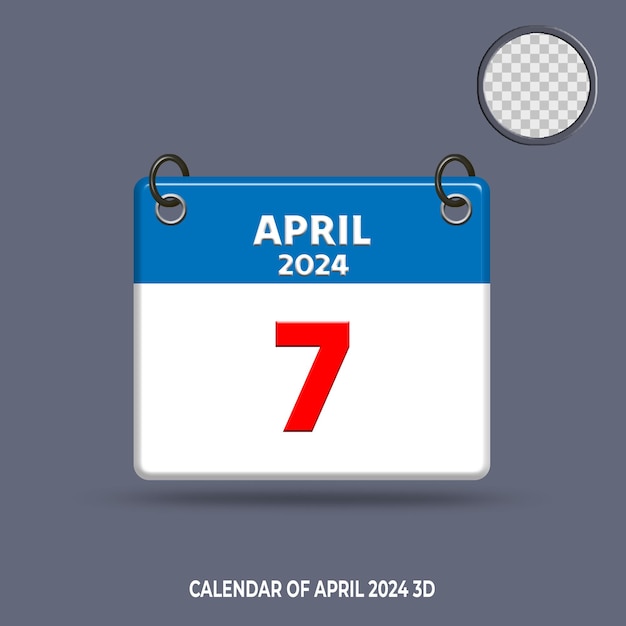 Data kalendarza 3D kwiecień 2024 r