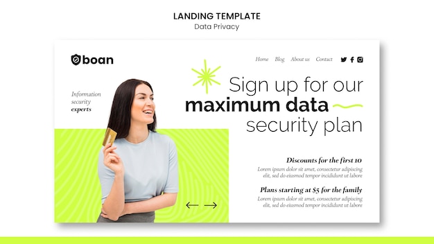 PSD data privacy landing page design template