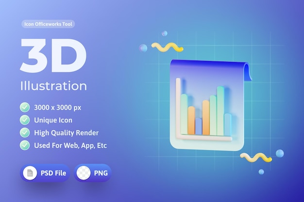 データ統計ファイルの3Dイラスト