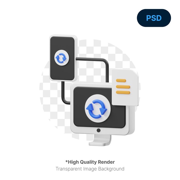 PSD data synchronize 3d icon premium psd