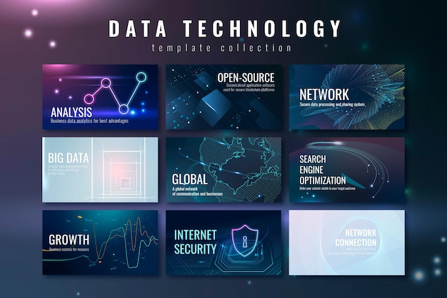 PSD set di modelli di banner per la tecnologia dei dati psd