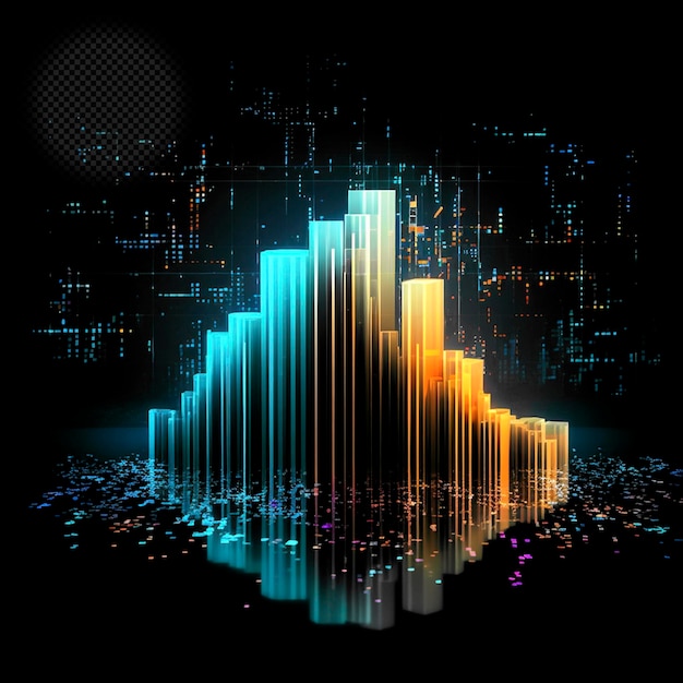 Tecnologia dei dati barre effetto luce sfondo trasparente