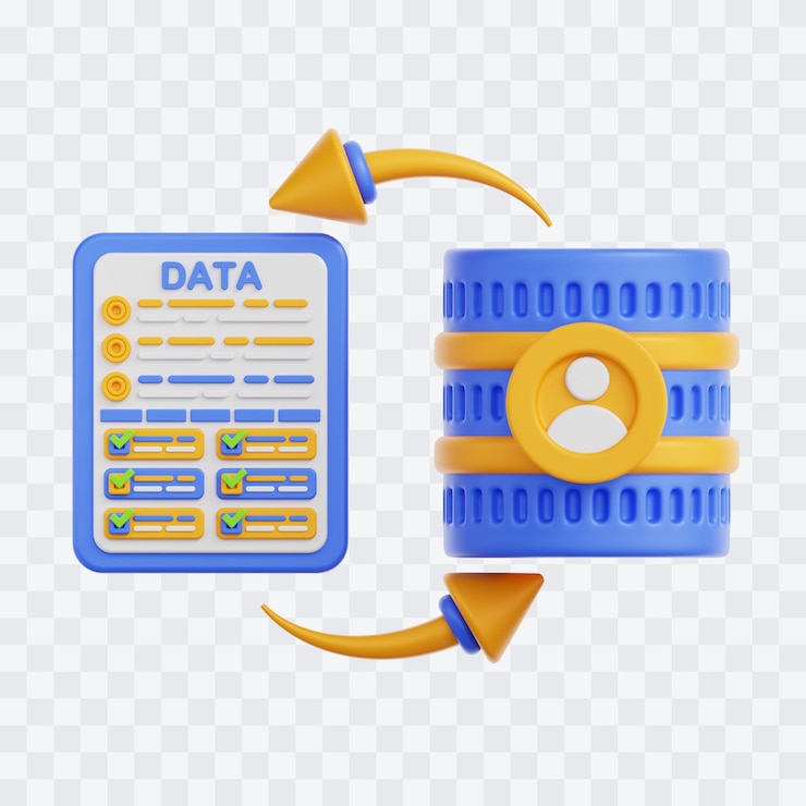 PSD data transformation 3d illustration