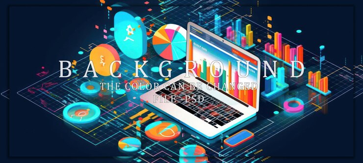 PSD パイチャート バーグラフとラップトップでデータの視覚化