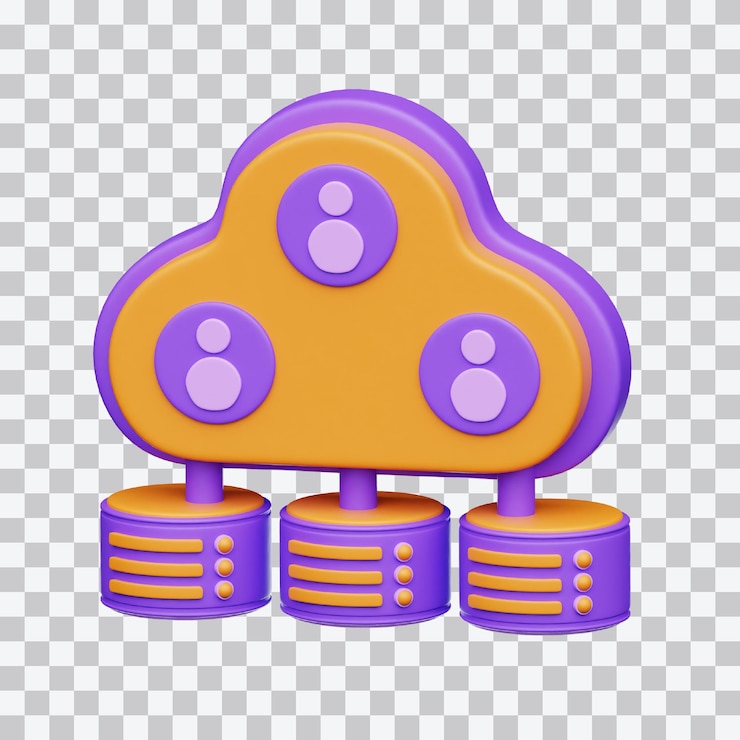 PSD database cloud computing 3d illustration