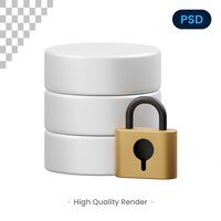 PSD数据库锁3d图标premium PSD