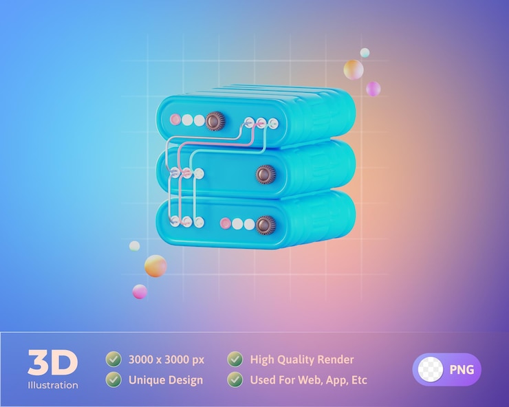PSD database system information 3d icon illustration