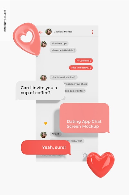 PSD mockup della schermata di chat dell'app di incontri