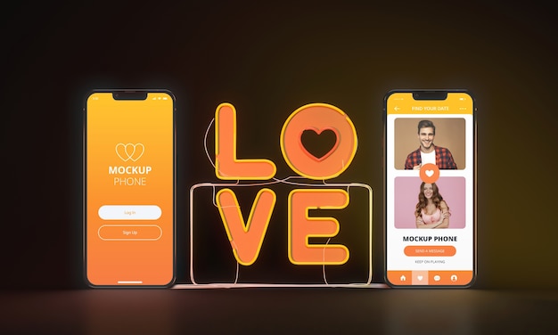 PSD dating app-concept met smartphonemodel