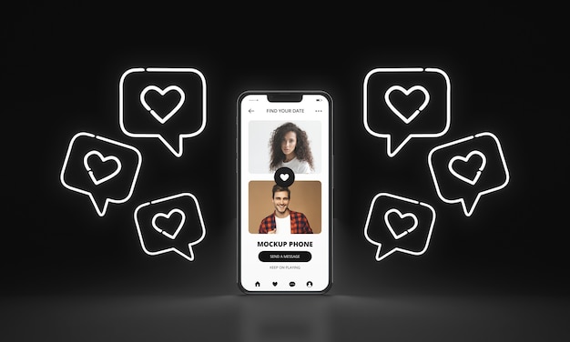 PSD dating app-concept met smartphonemodel