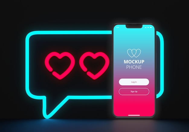 PSD dating app concept with smartphone