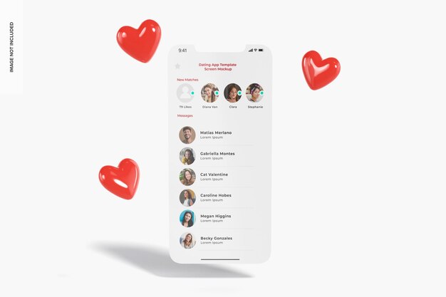 Dating app template screen mockup