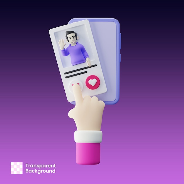 Dating Swipe Left 3D Illustration