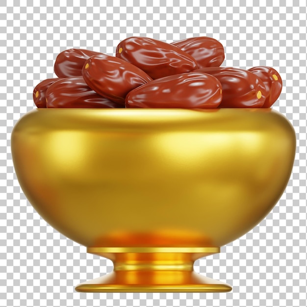 PSD daty owocowe w stylu ramadan 3d golden bowl