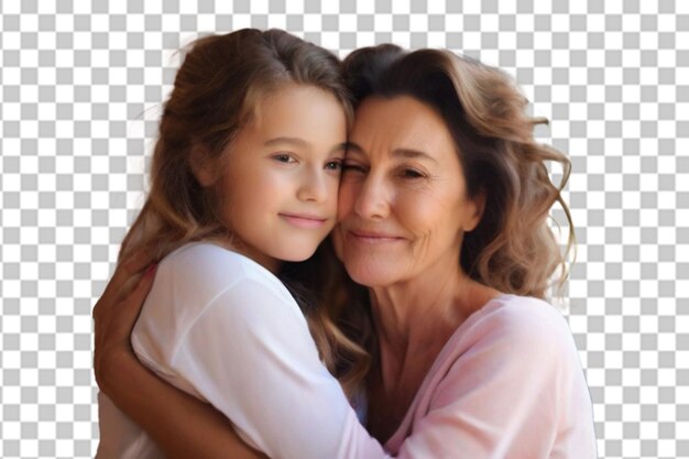 PSD daughter hugs her beautiful mother at home