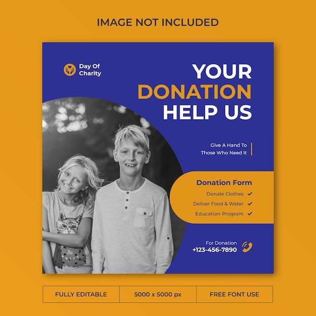 PSD day of charity instagram post social media template