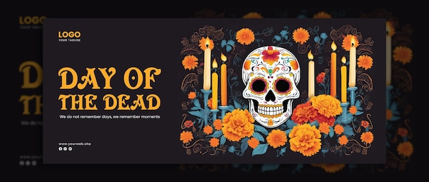 Day of the dead celebration banner psd template