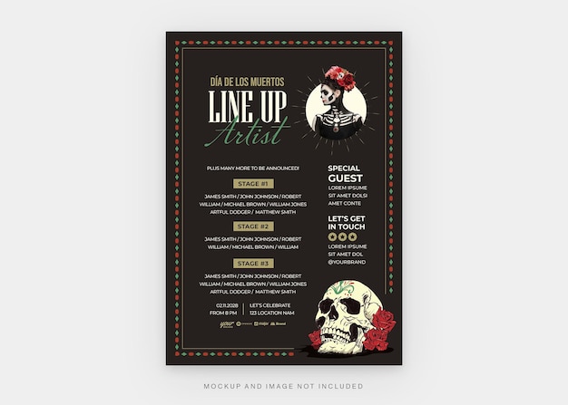 PSD day of the dead celebration flyer template in psd v2