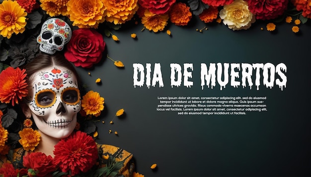 Day of the dead costumes background banner design