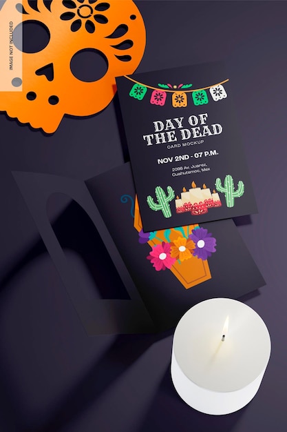 Day of the dead invitation card mockup
