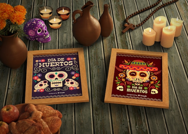 PSD day of dead traditional mexican mock-ups
