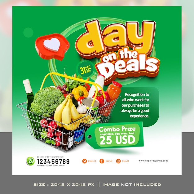 day on the deals grocery combo prize offer ads promotion poster banner templates