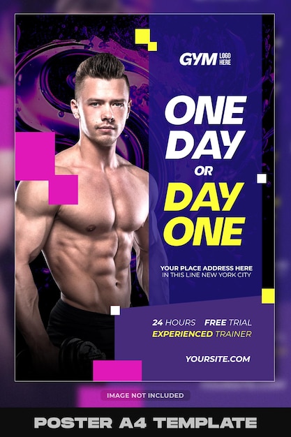 Premium PSD | Day one gym and fitness flyer template design