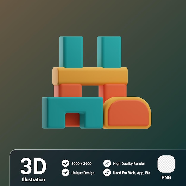 Daycare object toy block 3d illustration