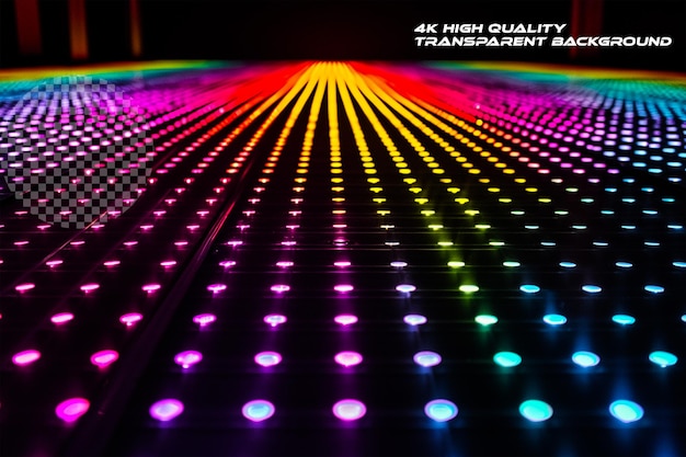 The dazzling glow of a lightup dance floor on transparent background
