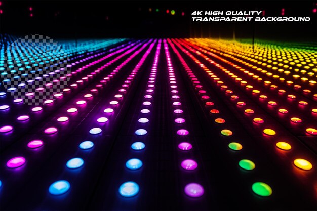 The dazzling glow of a lightup dance floor on transparent background