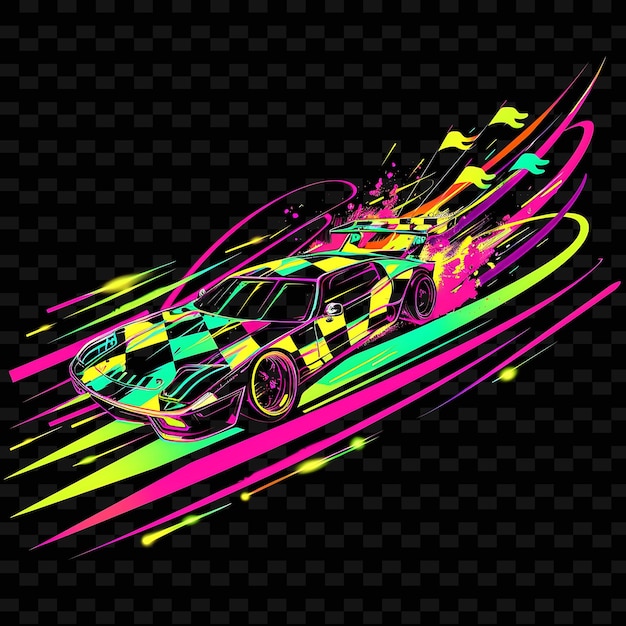 dazzling light trails of a speeding racecar with neon vibran png creative neon line art designs