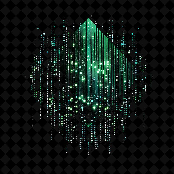 PSD dazzling neon binary forest in a diamond silhouette landscap png neon artistic landscape