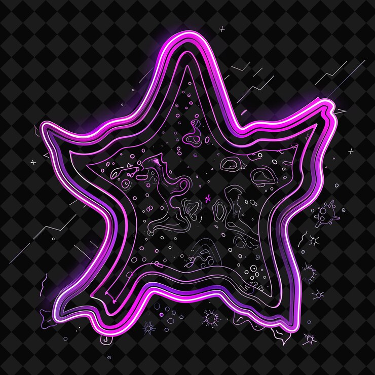 PSD dazzling neon puerto rico trench in a diagonal star silhouet png y2k ocean of light collections