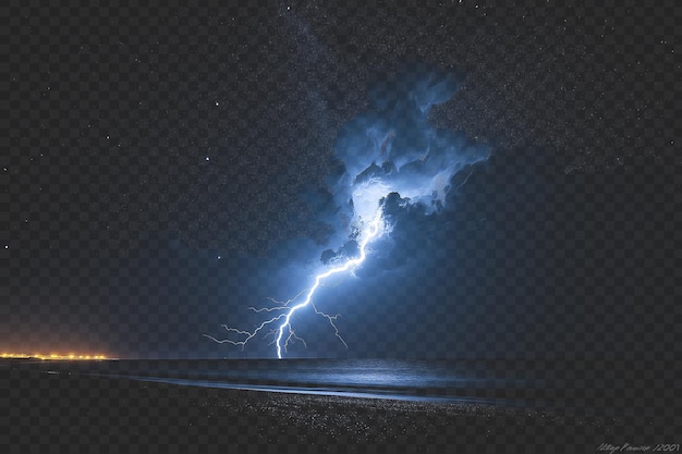 De bliksem raakt de kust