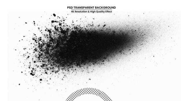 PSD de deeltjes houtskool spatten op een witte achtergrond
