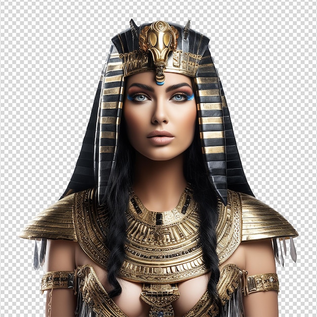 PSD de egyptische farao-godin cleopatra geïsoleerd op een transparante achtergrond.