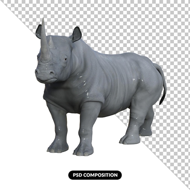 PSD de geïsoleerde 3d neushoorn geeft terug