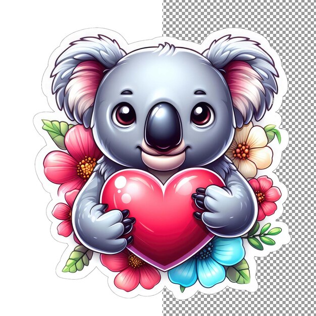 PSD de geliefde koala van de bossen met een hartsticker