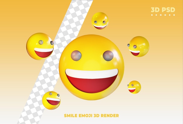 PSD de gelukkige emoji met zeer gelukkige glimlach 3d geeft geïsoleerde pictogramkenteken terug